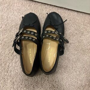 Kaitlyn Pan Black Loafers with Buckle Design